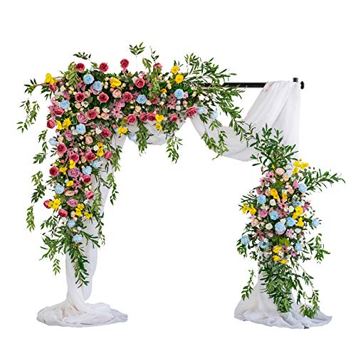 12x8 Ft Adjustable Telescopic Wedding Backdrop Stand - Height & Width Customizable Display Stand for Wedding, Party, Photo Booth - Black (Perfect for Weddings, Events, and Photography Studios)
