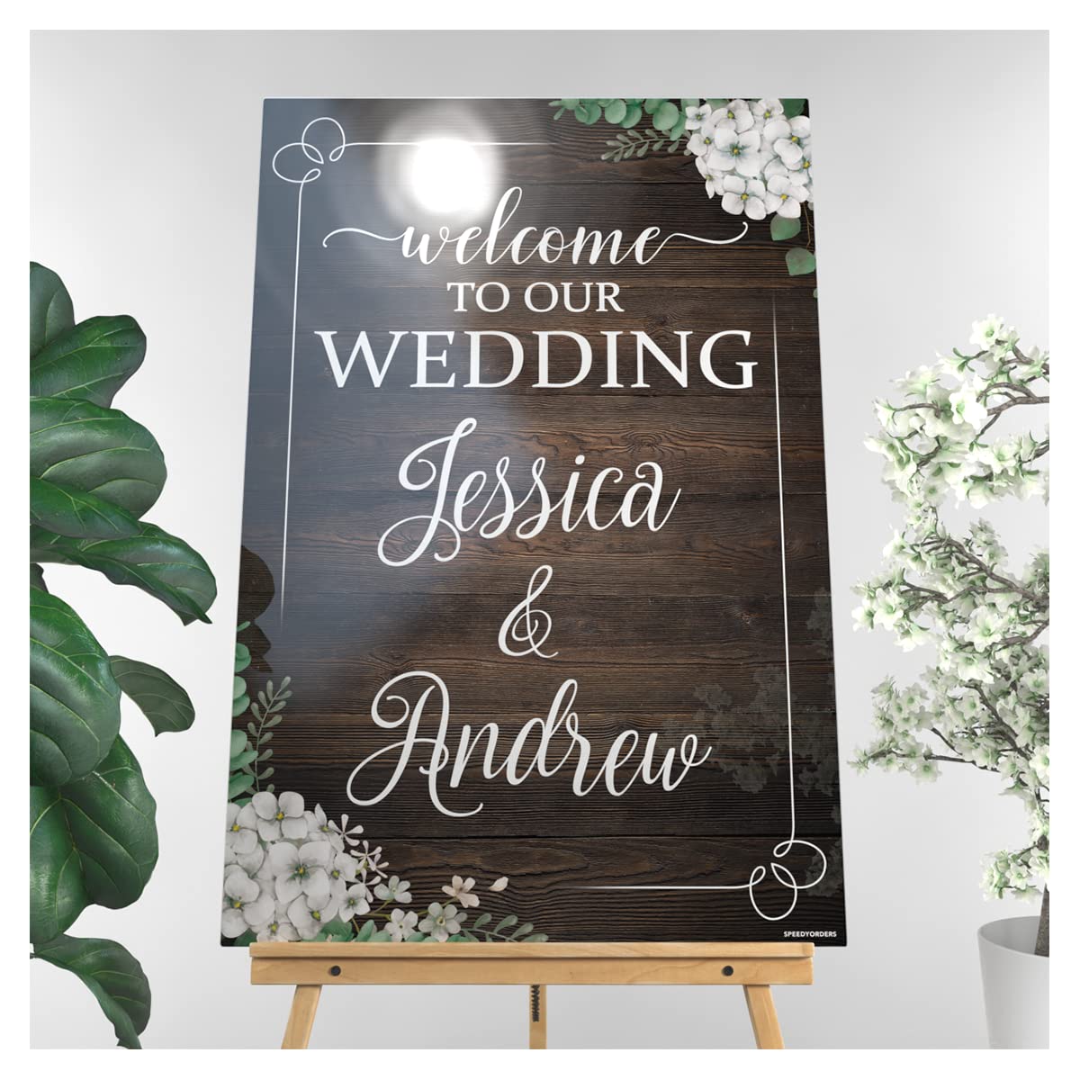 Custom Rustic Wooden Wedding Welcome Sign - Personalized Acrylic Wedding Reception Poster - Elegant Ceremony Decor for Rustic Weddings & Events