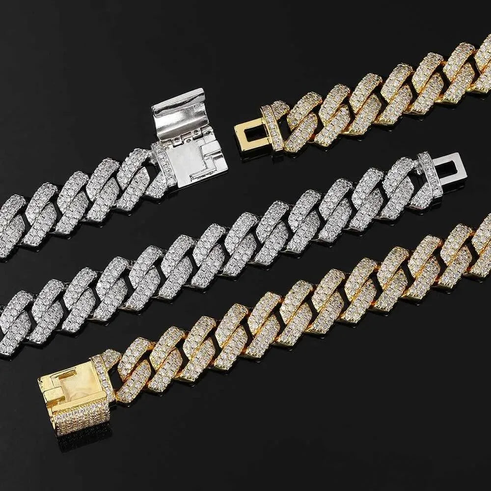KNOBSPIN D Color Moissanite Cuban Bracelet - 925 Sterling Silver Plated with 18k White Gold & Diamond Cuban Link Chain for Women & Men | Perfect for Weddings, Anniversaries & Special Occasions