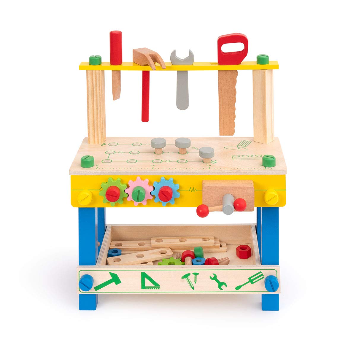 ROBUD Solid Wood Kids Tool Stand Set - Wooden Workbench Toy for Toddlers & Children Ages 3+ | Perfect Birthday Gift for Boys & Girls | Pretend Play, DIY Projects & Early Learning Activities