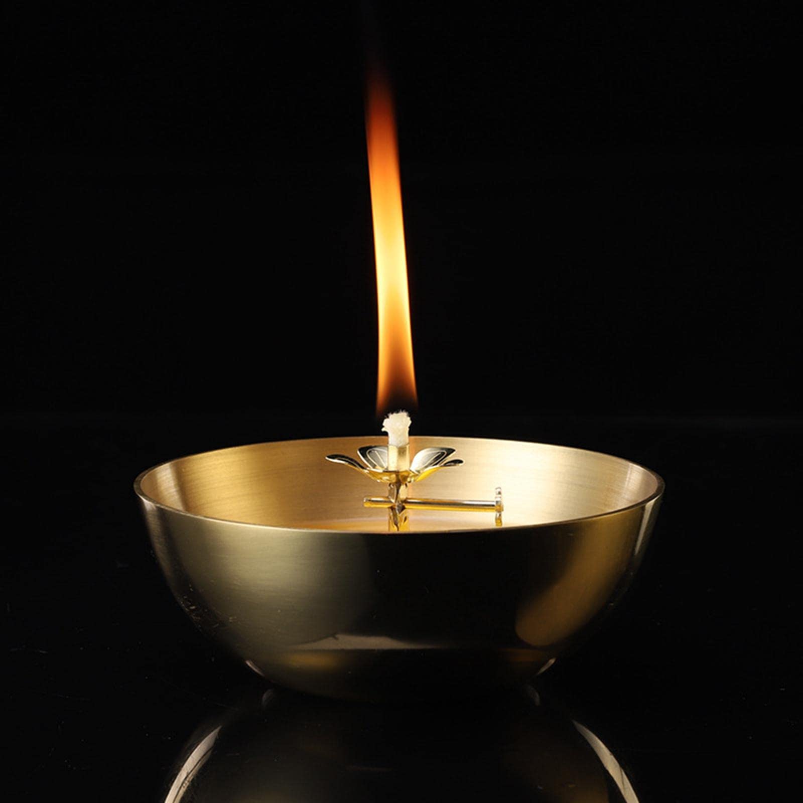 THE STYLE SUTRA® 2X Golden Butter Lamp Wick Holders - 7x4cm Wick Lamp Stand for Buddha Altar, Yoga Meditation & Wedding Decor | Spiritual Home Decor for Puja, Temple & Relaxation Spaces