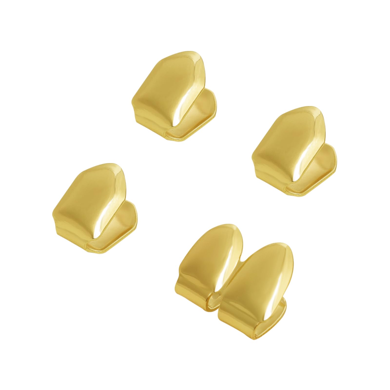 4Pcs Gold & Silver Plated Hip Hop Tooth Grillz - Top Teeth Caps for Men & Women | Perfect for Rappers, Performers, Halloween Costumes & Party Accessories