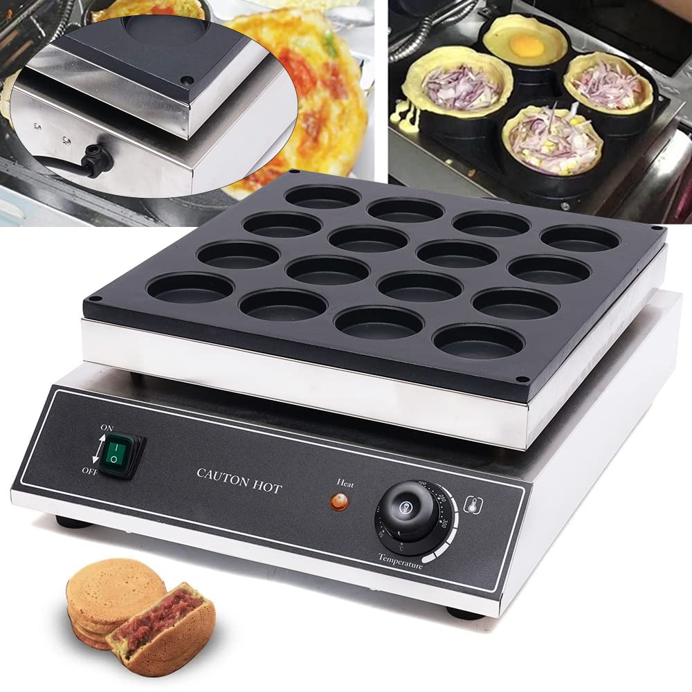 Non-Stick Cast Aluminum Pancake Waffle Maker - 110V Electric Red Bean Obanyaki Maker with 16 Pcs 2.56 Inch Molds for Waffles, Eggs & Pies - Perfect for Breakfast, Brunch & Dessert Making at Home