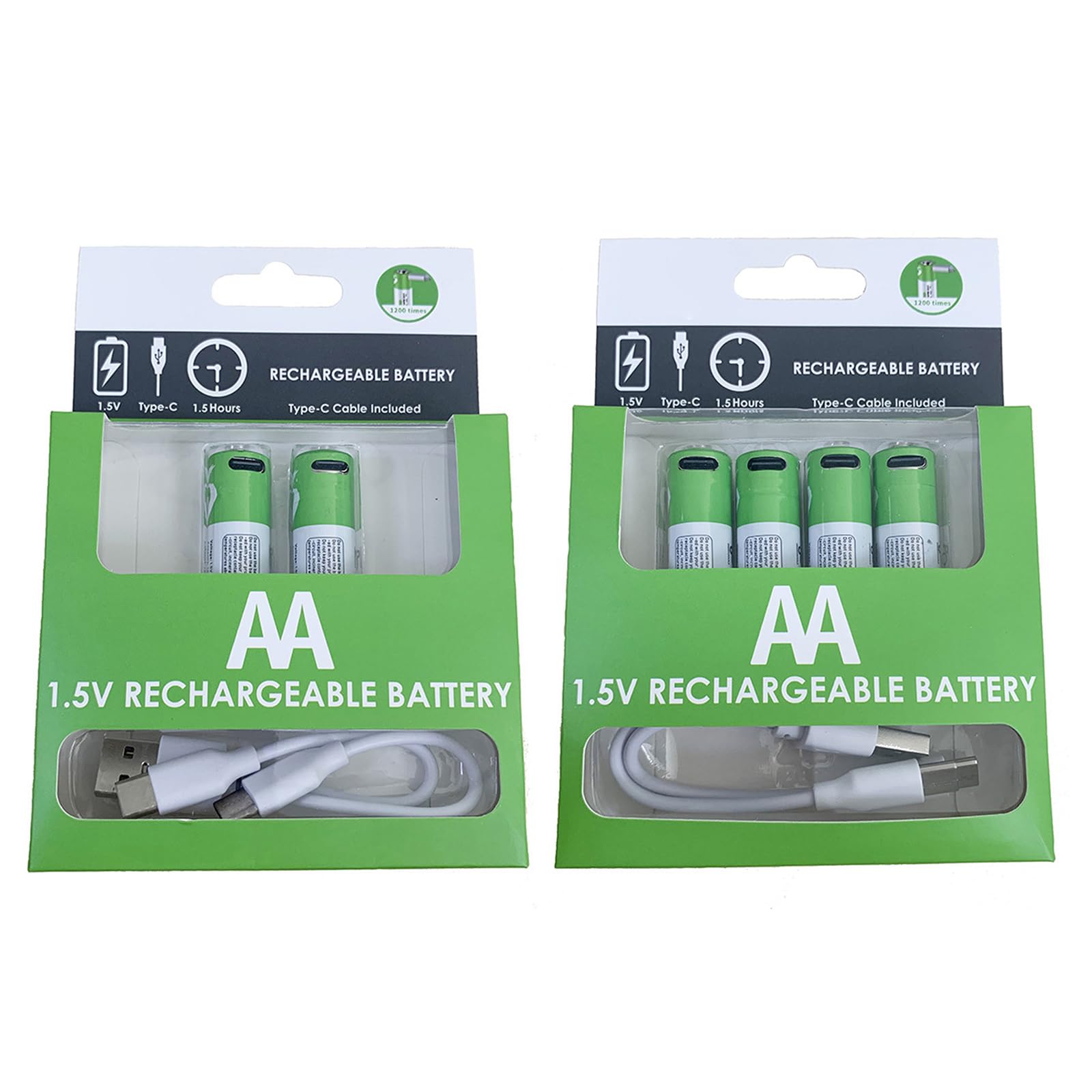 2600mAh Rechargeable AA Lithium Batteries with USB-C Charging - High Capacity Power for Electronics, Toys, Cameras & More - Long Lasting Replacement AA Batteries for Home, Office and Travel Use