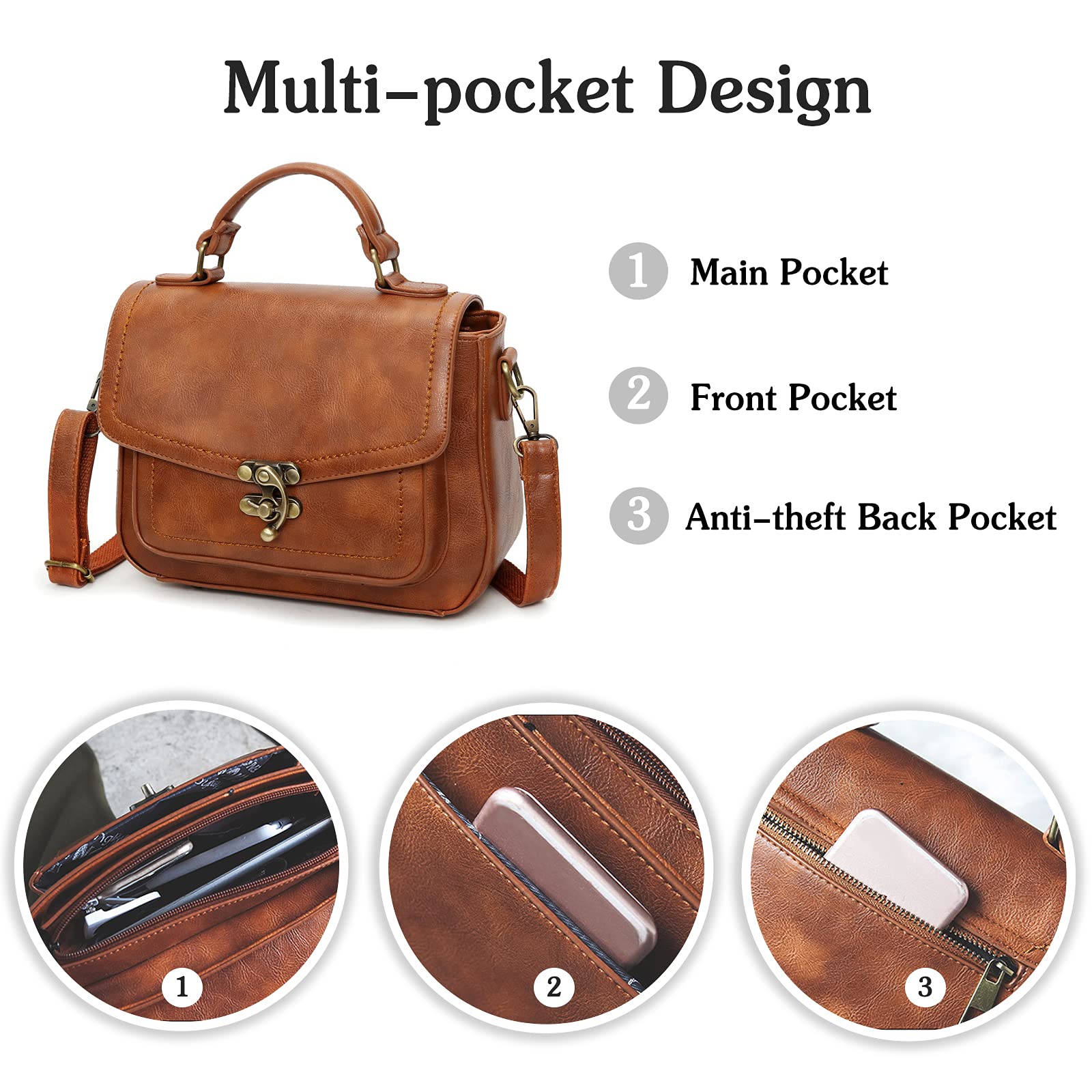 Vintage Leather Crossbody Bag for Women - Stylish Saddle Shoulder Bag & Satchel Purse - Perfect for Daily Use, Travel, and Casual Outings