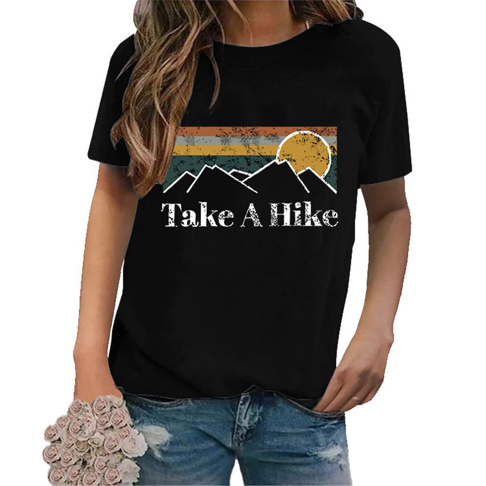 Women's Take A Hike Short Sleeve T-Shirt - Mountain Sunrise Graphic Tee for Casual Wear, Camping & Hiking | Perfect for Outdoor Adventures & Nature Lovers