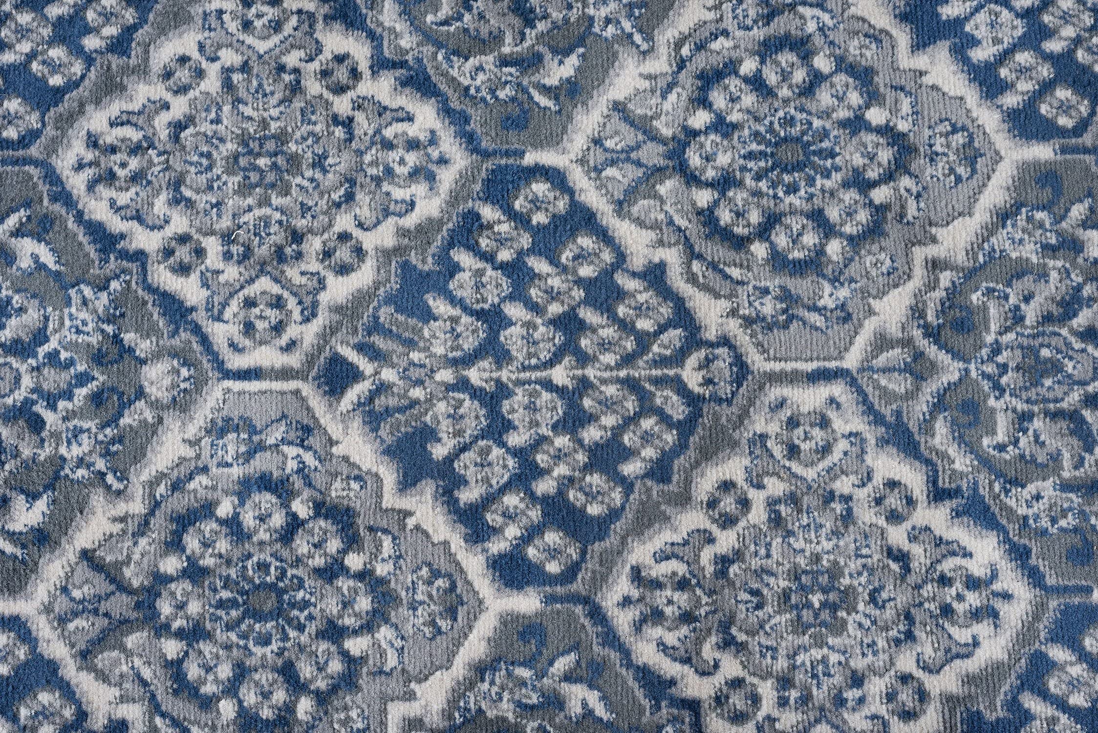 Tayse Oxnard Navy 6-Foot Round Area Rug - Traditional Oriental Blue Carpet for Living Room, Bedroom & Dining Room - Soft 5'3