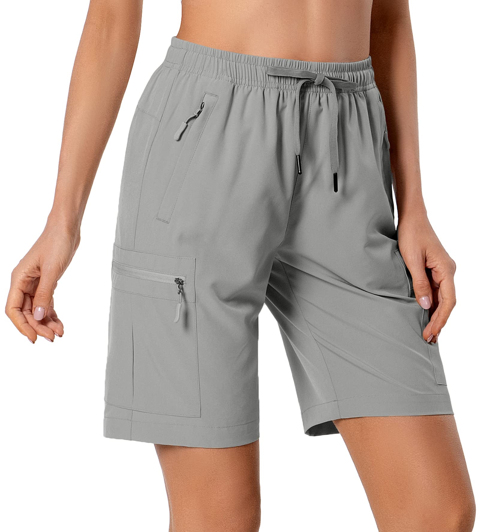 Women's Lightweight Hiking Cargo Shorts - Quick Dry Athletic Shorts for Camping, Travel & Golf - Water Resistant with Zipper Pockets - Perfect for Outdoor Adventures, Gym Workouts & Summer Activities