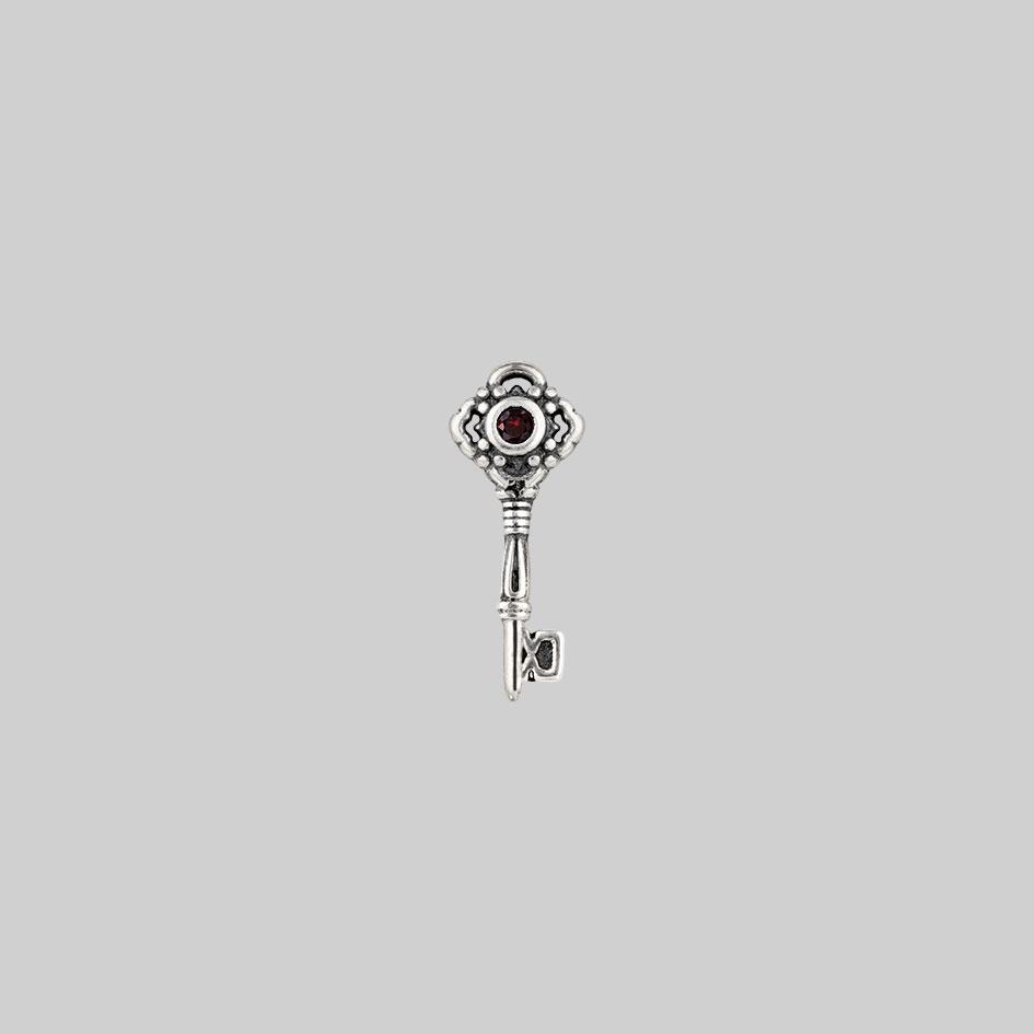 TWILIGHT Silver Skeleton Key Stud Earrings for Women - Gothic Jewelry, Vintage Style Earrings for Daily Wear, Parties, and Special Occasions