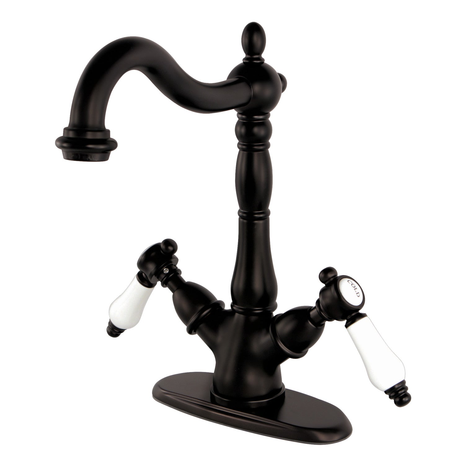Bel Air KS1495BPL Oil Rubbed Bronze Vessel Faucet - Two Handle Deck Mount for Bathroom Sink, 1 or 3 Hole Installation - Perfect for Modern Vanities and Powder Rooms