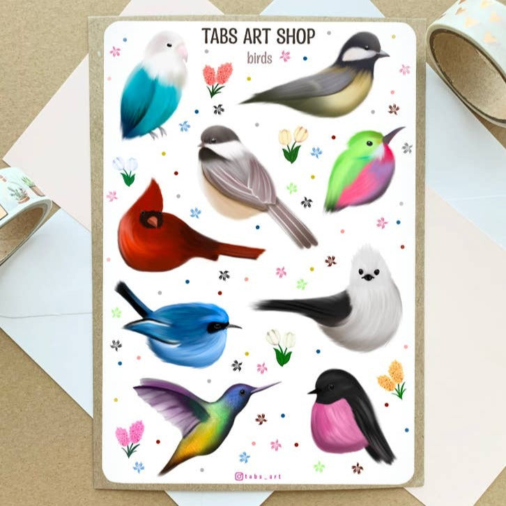 Colorful Bird Vinyl Sticker Sheets - Waterproof & Durable Decals for Laptops, Water Bottles, Scrapbooking & DIY Crafts