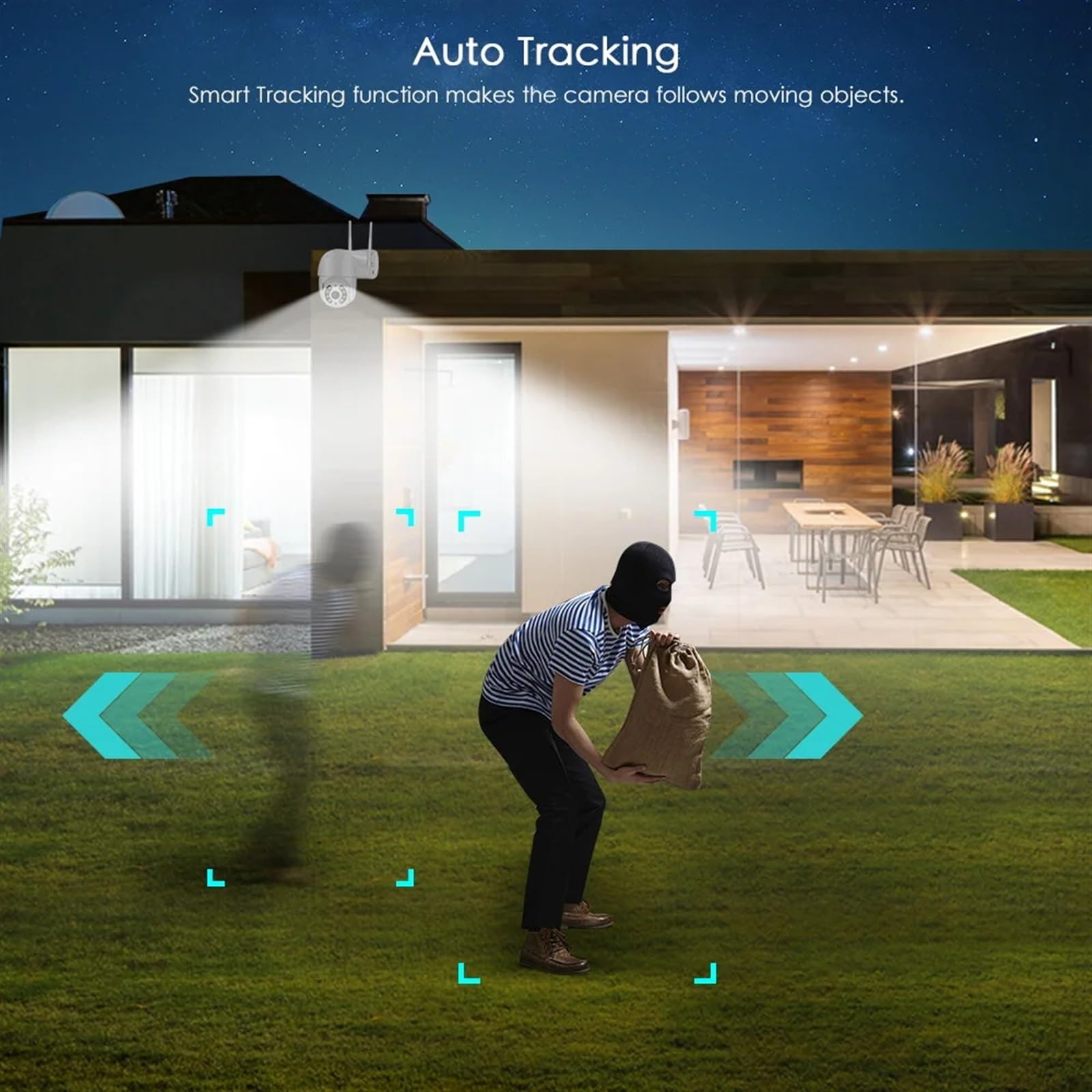 8MP 4K PTZ Outdoor Security Camera with AI Human Detection - Wireless IP Surveillance Camera, 4X Digital Zoom, Auto Tracking & Motion Detection for Home/Business Security (Cloud Supported) - Ideal for 24/7 Property Monitoring & Smart Home Protection