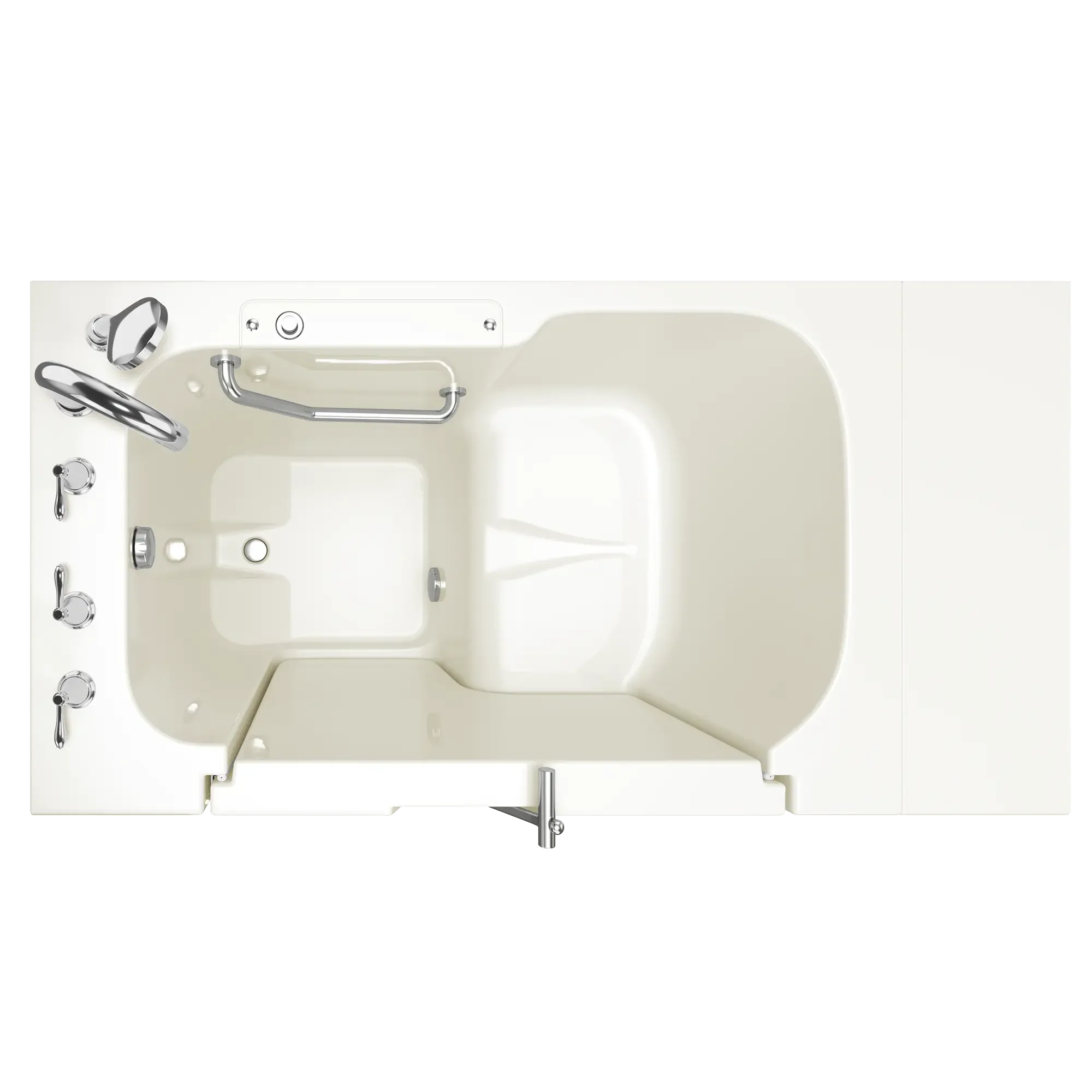 32 x 52 Inch Gelcoat Walk-in Bathtub with Soaker System | Left Hand Drain & Faucet | Ideal for Elderly & Mobility Needs