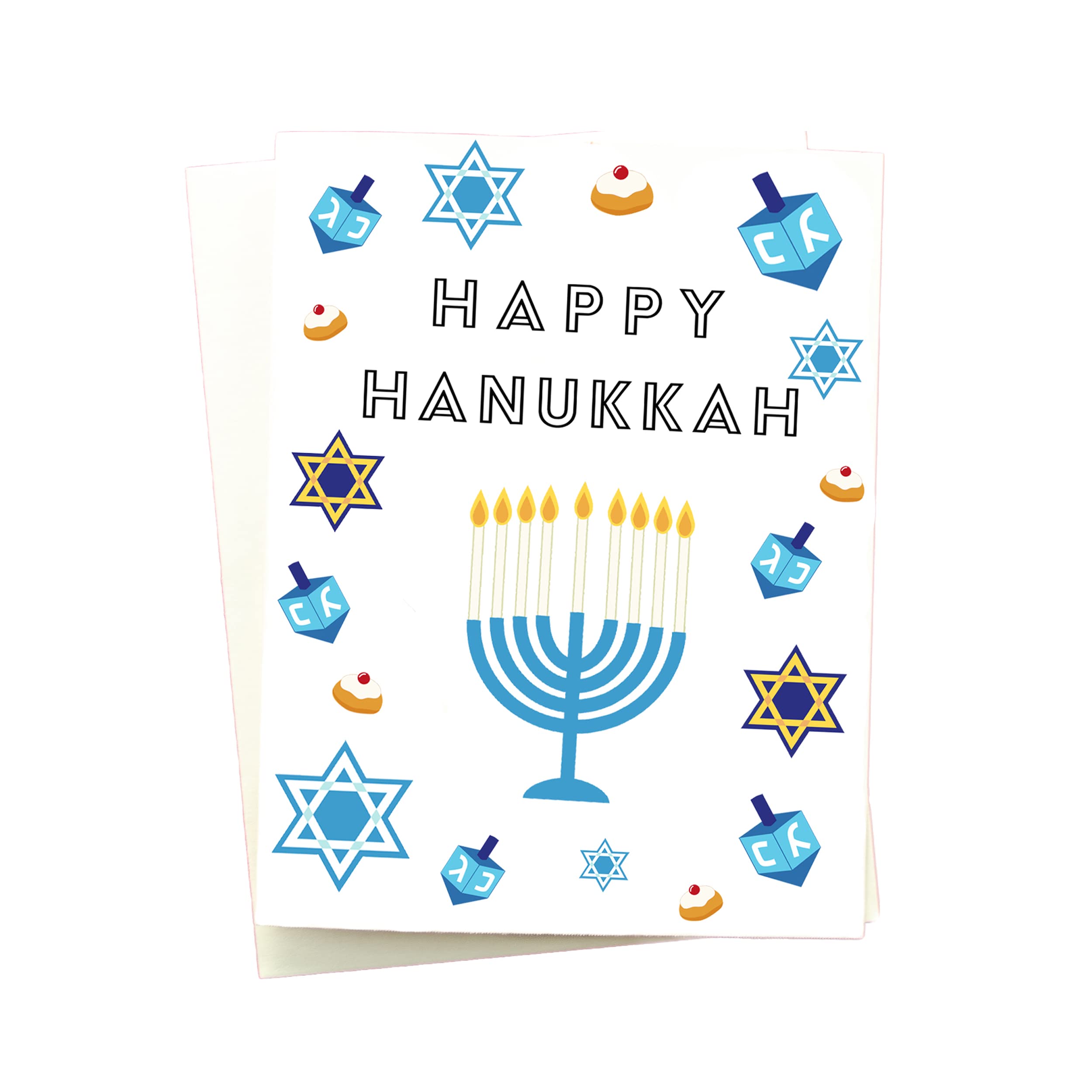 Happy Hanukkah Greeting Card Set - 8 Pack Hanukkah Cards with Menorah & Dreidel Designs | Made in USA | Perfect for Jewish Holidays, Family Gatherings & Festive Celebrations