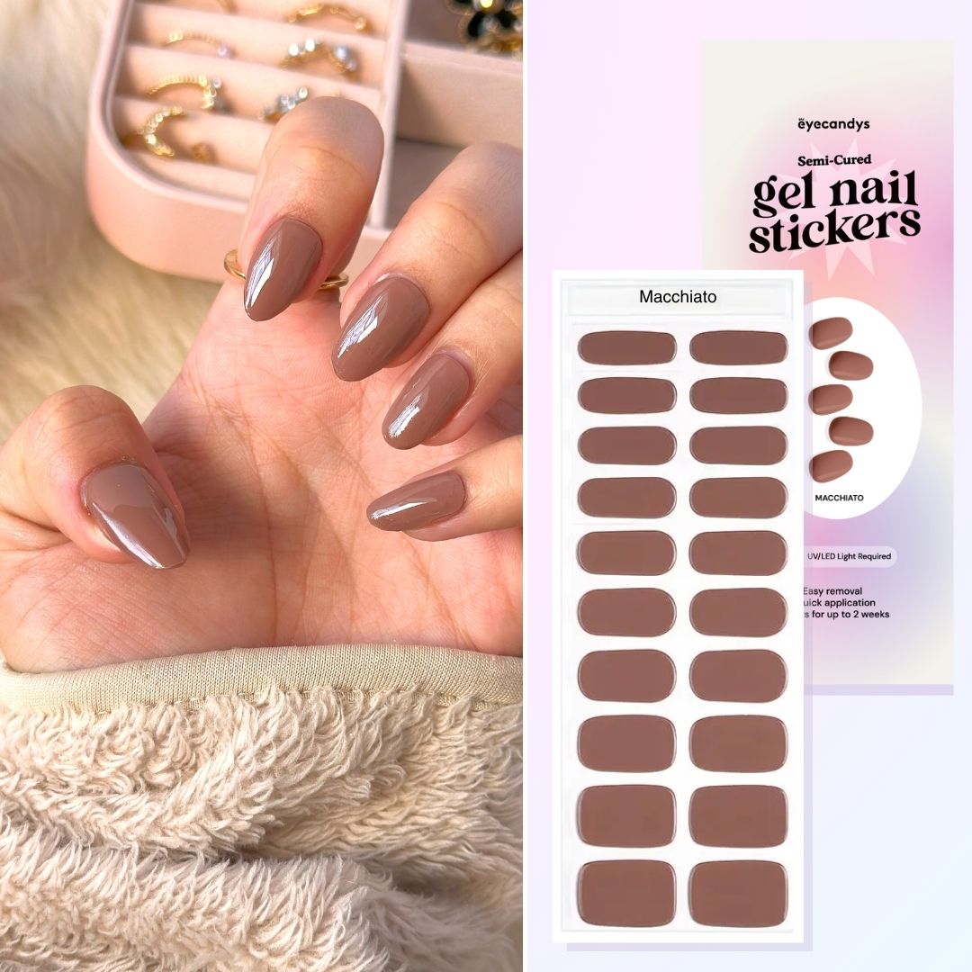 Macchiato Gel Nail Sticker Set - DIY Nail Art Decals for Women, Long Lasting Waterproof Nail Wraps - Perfect for Home Manicures, Parties & Special Occasions