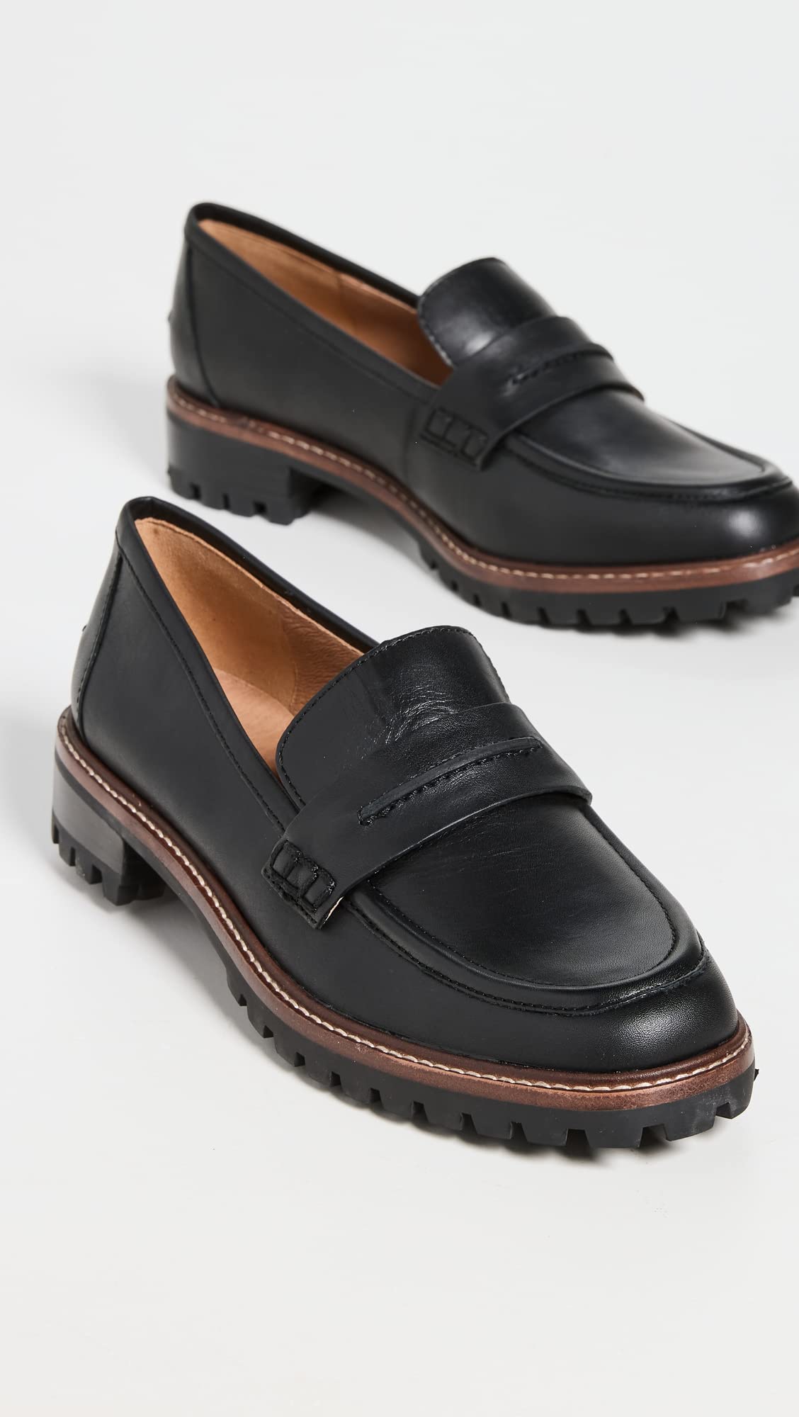 Madewell Women's The Corinne Lugsole Loafers - Comfortable Slip-On Shoes for Work, Travel & Casual Outfits | Leather Flat Shoes for Women | Office, Walking & Everyday Wear
