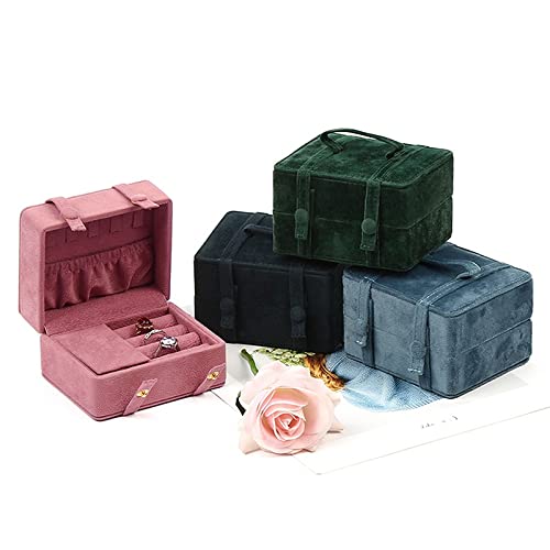 Elegant Jewelry Organizer Box for Women - Portable Travel Jewelry Storage Case with Flannel Lining, Multi-Compartment Design for Necklaces, Rings & Earrings - Perfect Gift for Wife, Mother, Girlfriend (Blue) | Great for Travel, Home Organization & Gift Giving