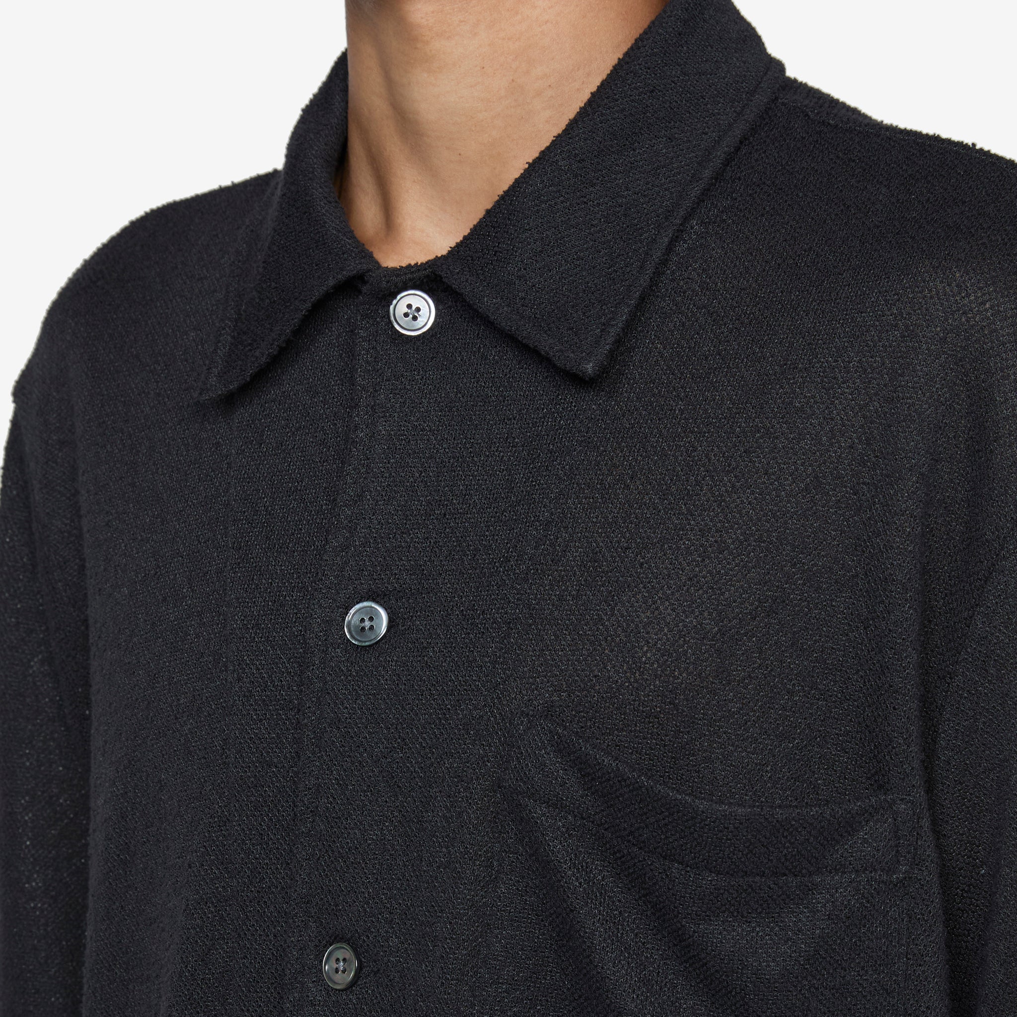 Men's Black Boucle Box Short Sleeve Shirt - Casual Summer Wear for Office & Outdoor Activities
