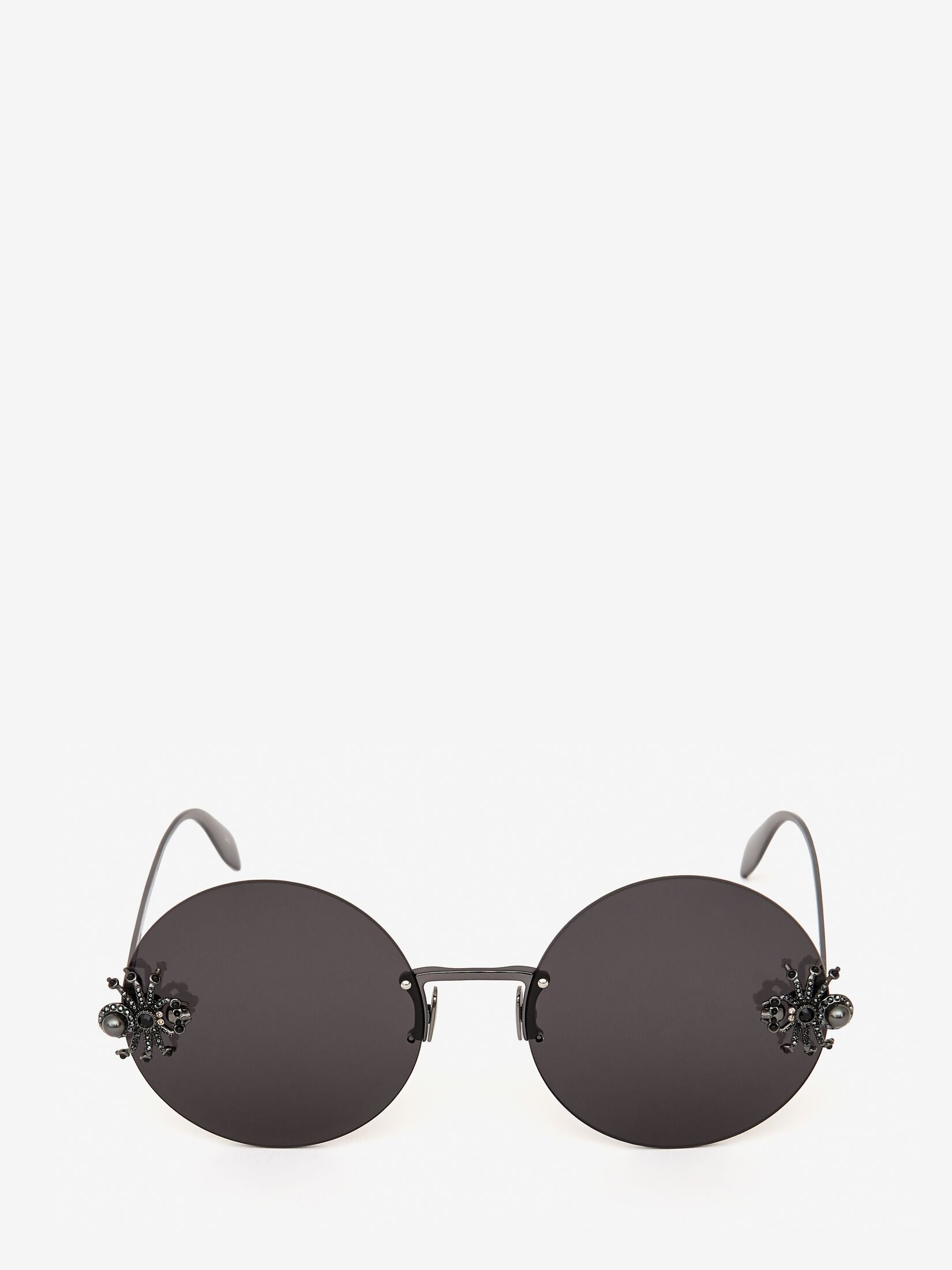 Fashionable Round Jewelled Spider Sunglasses - Ruthenium Grey Frame for Women & Men | UV Protection, Stylish Accessory for Outdoor, Beach, and Driving