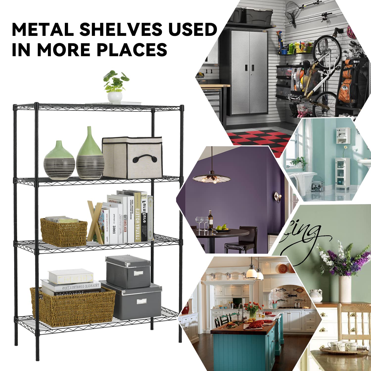 Heavy Duty 4-Tier Adjustable Metal Storage Shelves 36