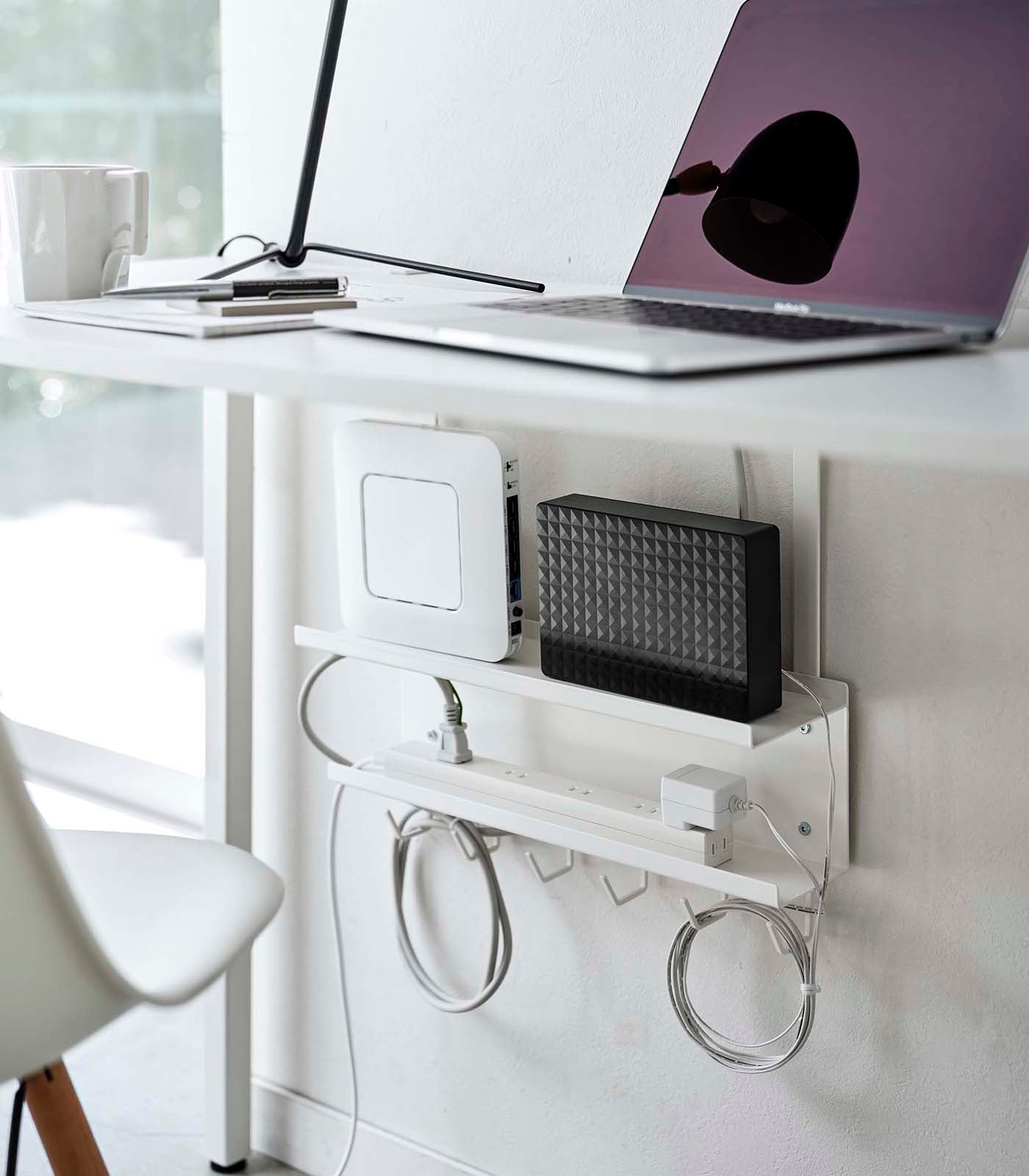 Under Desk Cable & Router Storage Rack - Steel Organizer for Home & Office - Perfect for Computer Wires, Power Strips & Network Equipment
