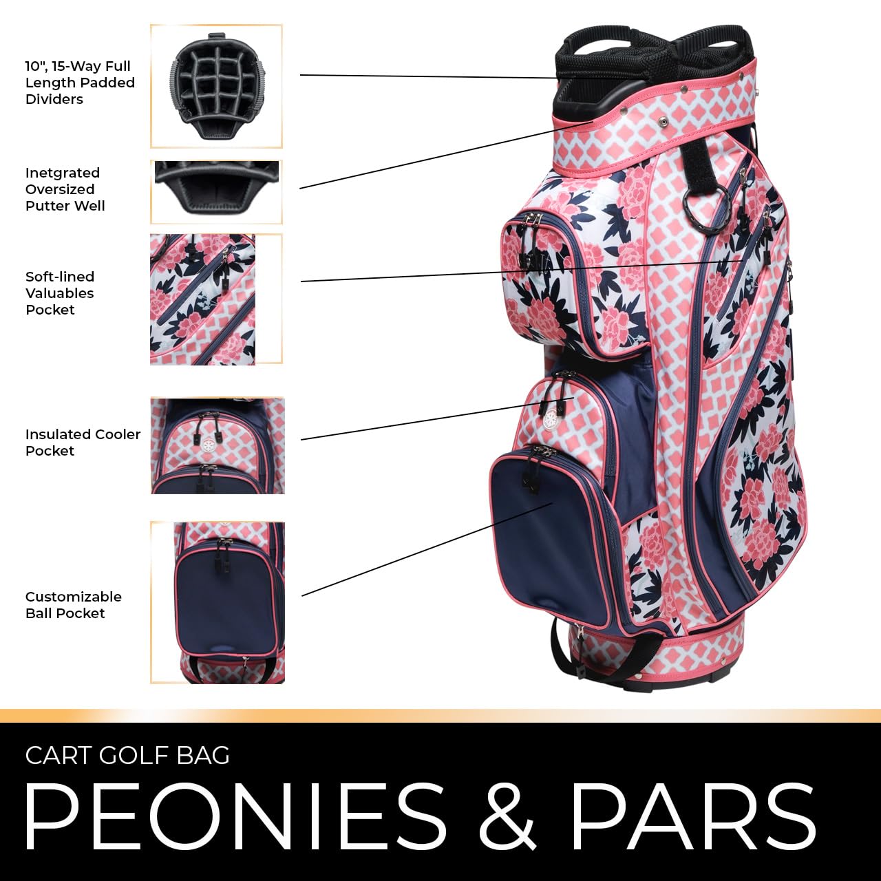Glove It Women’s Lightweight Golf Cart Bag - Premium Ladies Golf Stand Bag with Multiple Pockets & Comfortable Straps - Perfect for Golf Tournaments & Weekend Outings