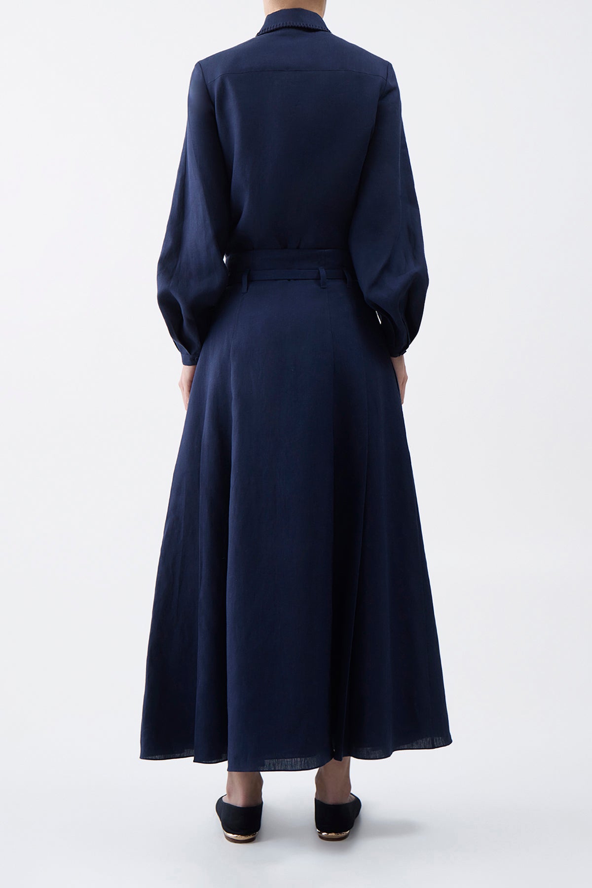 Dugald Pleated Midi Skirt for Women - Navy Blue Aloe Linen Skirt with Side Pockets | Casual & Office Wear | Perfect for Work, Dates & Summer Outfits