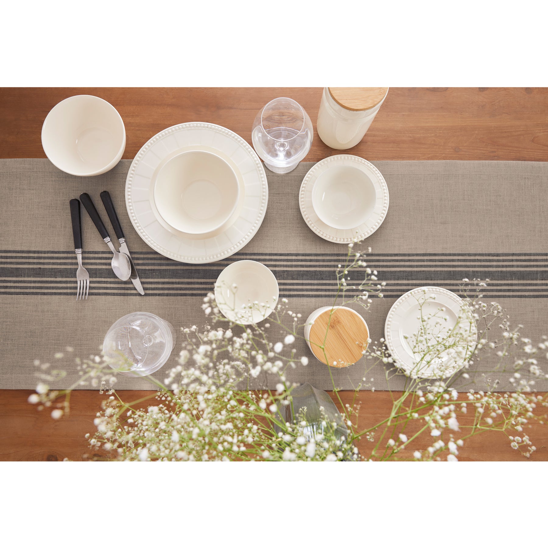 Farmhouse Table Runner - 16 Inch & 18 Inch Wide Cotton Linen Blend - Perfect for Dining Tables, Kitchen Decor & Rustic Weddings