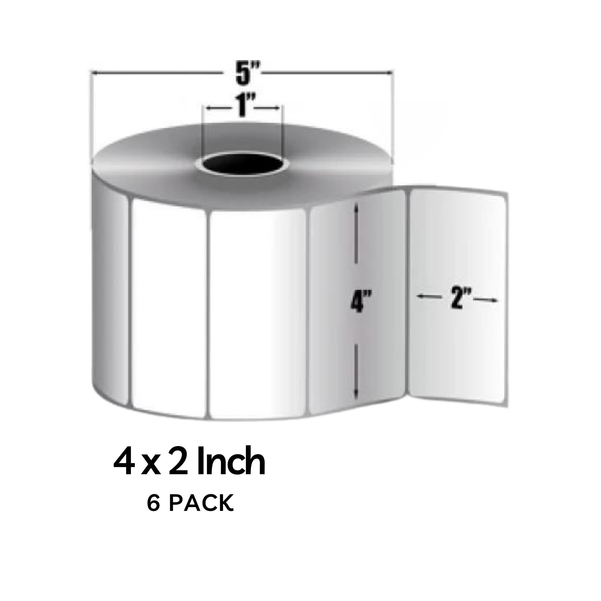 Zebra Z Perform 2000T Thermal Transfer Labels 4x2 Inch - 1320 Labels per Roll (6 Pack) - Ideal for Shipping, Inventory & Barcode Labeling in Warehouses & Retail Stores