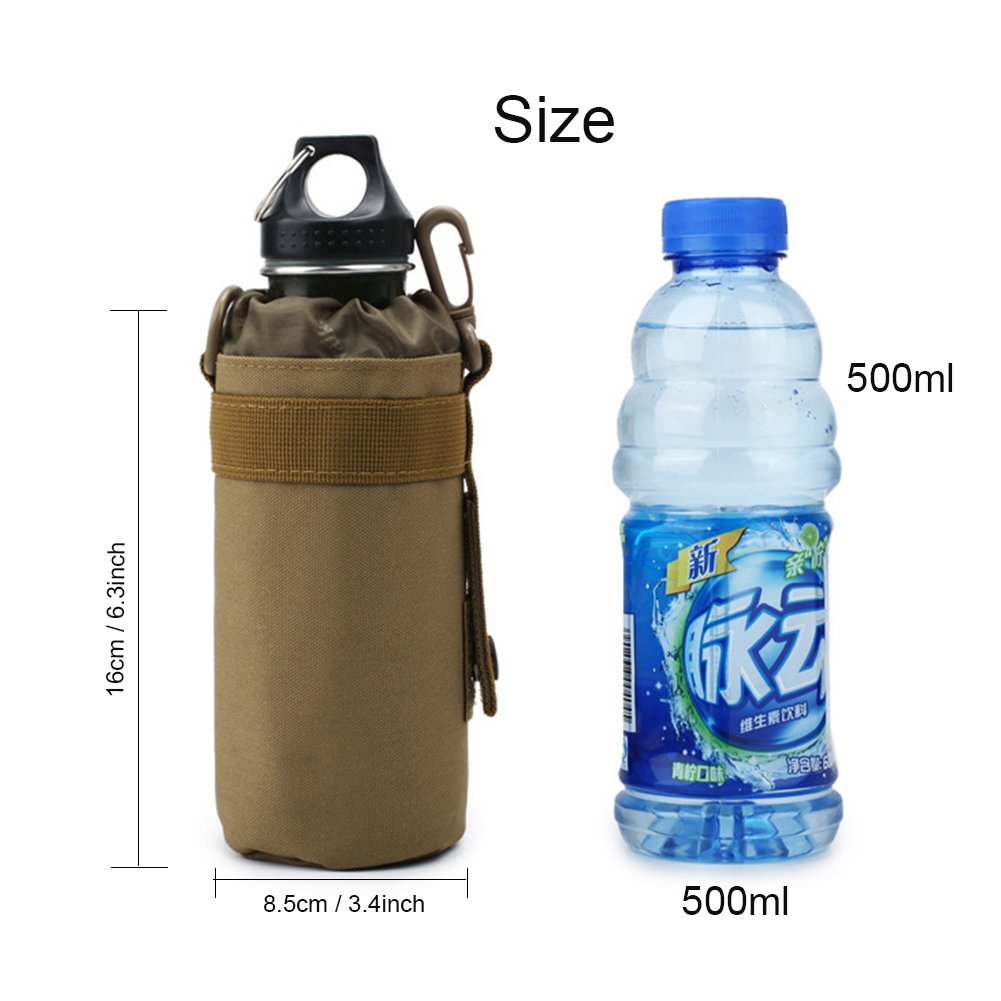 TEGOOL Camouflage Tactical Water Bottle Sleeve Bag - Durable Bottle Holder Pouch for Outdoor Hiking, Camping & Military Use
