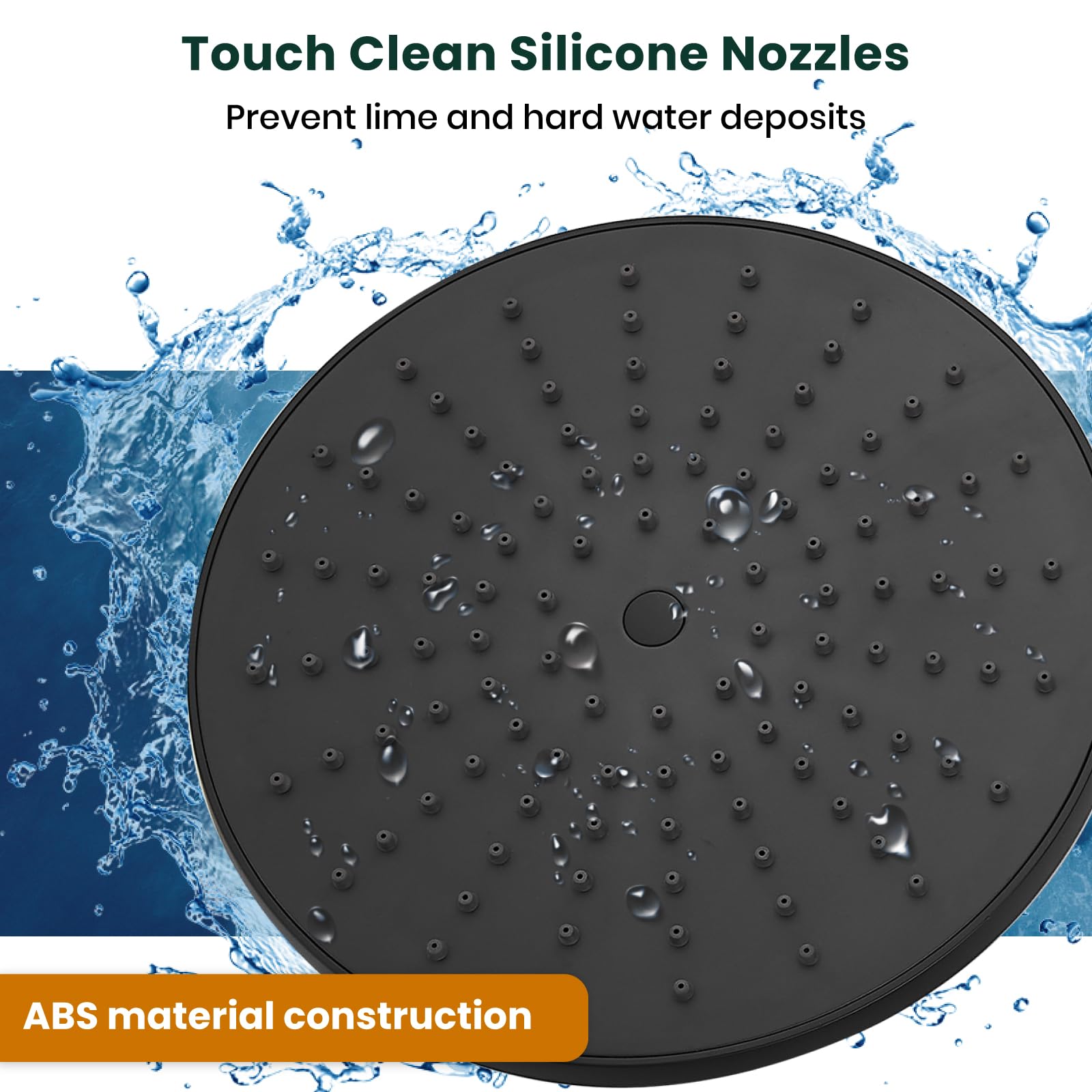 Gotonovo Matte Black 8-Inch Rainfall Shower System - Triple Function ABS Shower Head, Tub Spout & Handheld Spray Combo with Round Handle | Perfect for Modern Bathroom Renovations & Spa-Like Shower Experience