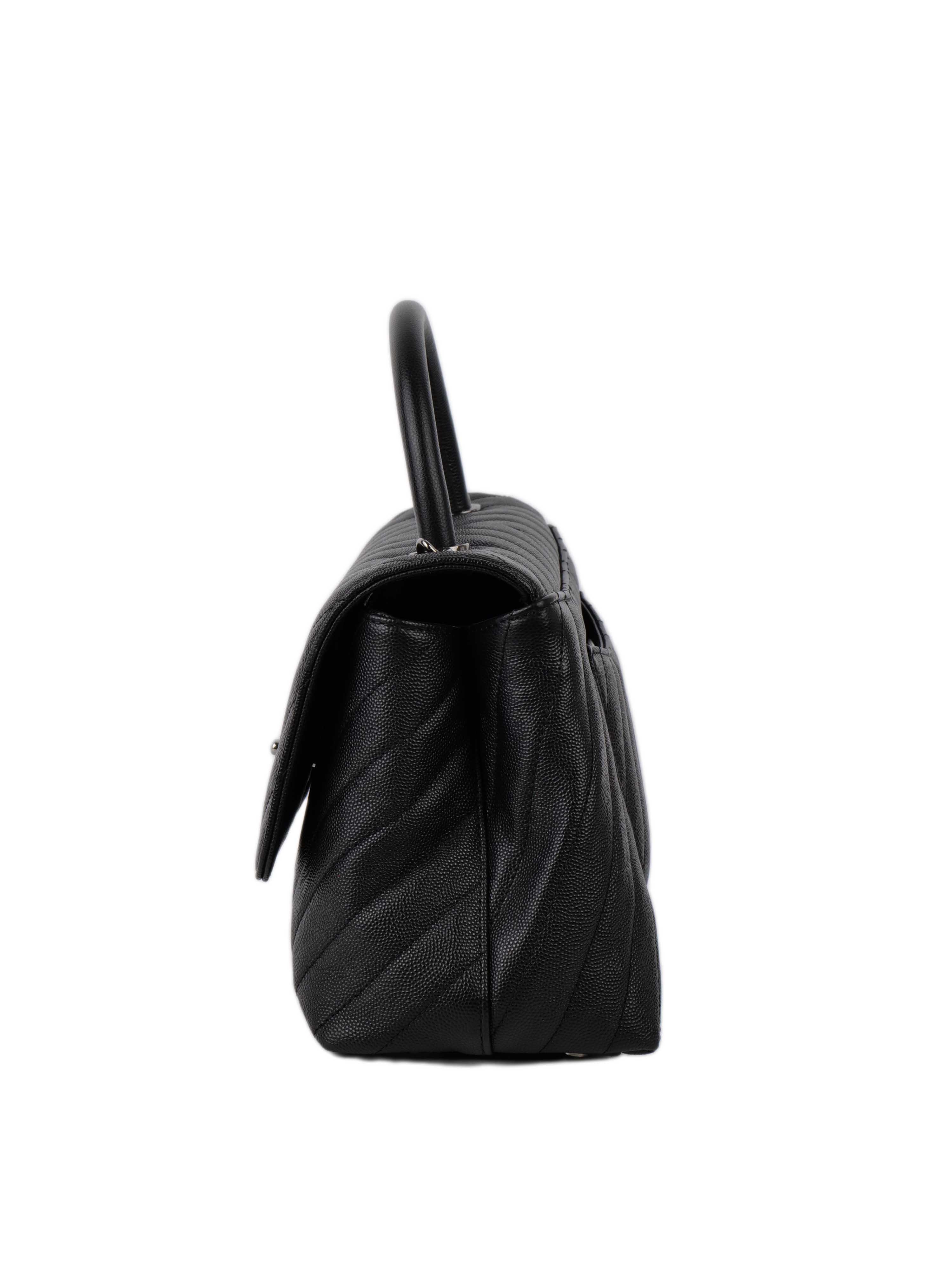 Chanel Medium Chevron So Black Coco Handle Bag - Luxury Quilted Leather Crossbody Purse for Women | Perfect for Evening Parties, Date Nights & Special Occasions