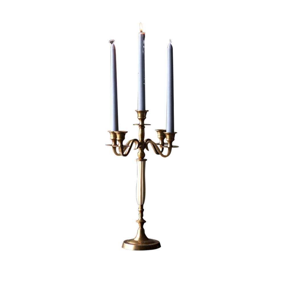 Vintage 5-Arm Brass Candlestick Holder - 13.79 Inch/35cm Tall Gold Candle Holder for Dining Table, Wedding Centerpiece & Home Decor