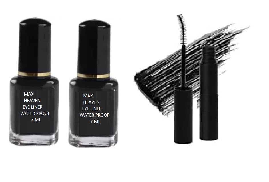Long Lasting Waterproof Matte Liquid Eyeliner & Mascara Set (2 Eyeliners + 1 Mascara) - Smudge Proof Dark Black Eye Makeup for Perfect Everyday Look | Great for Parties, Weddings & Professional Makeup