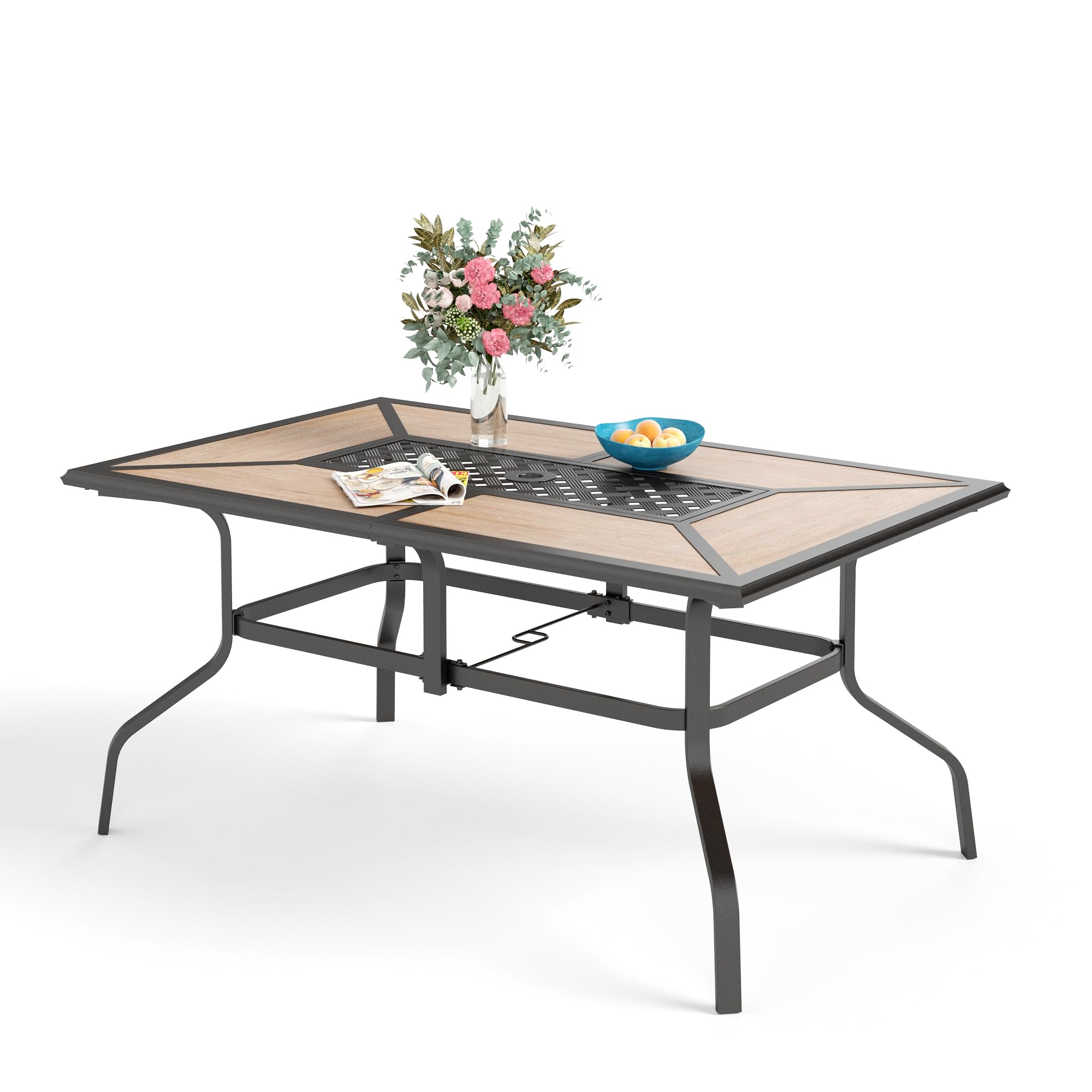 Sophia & William 6-Person Rectangular Outdoor Dining Table with Adjustable Umbrella Hole (1.6