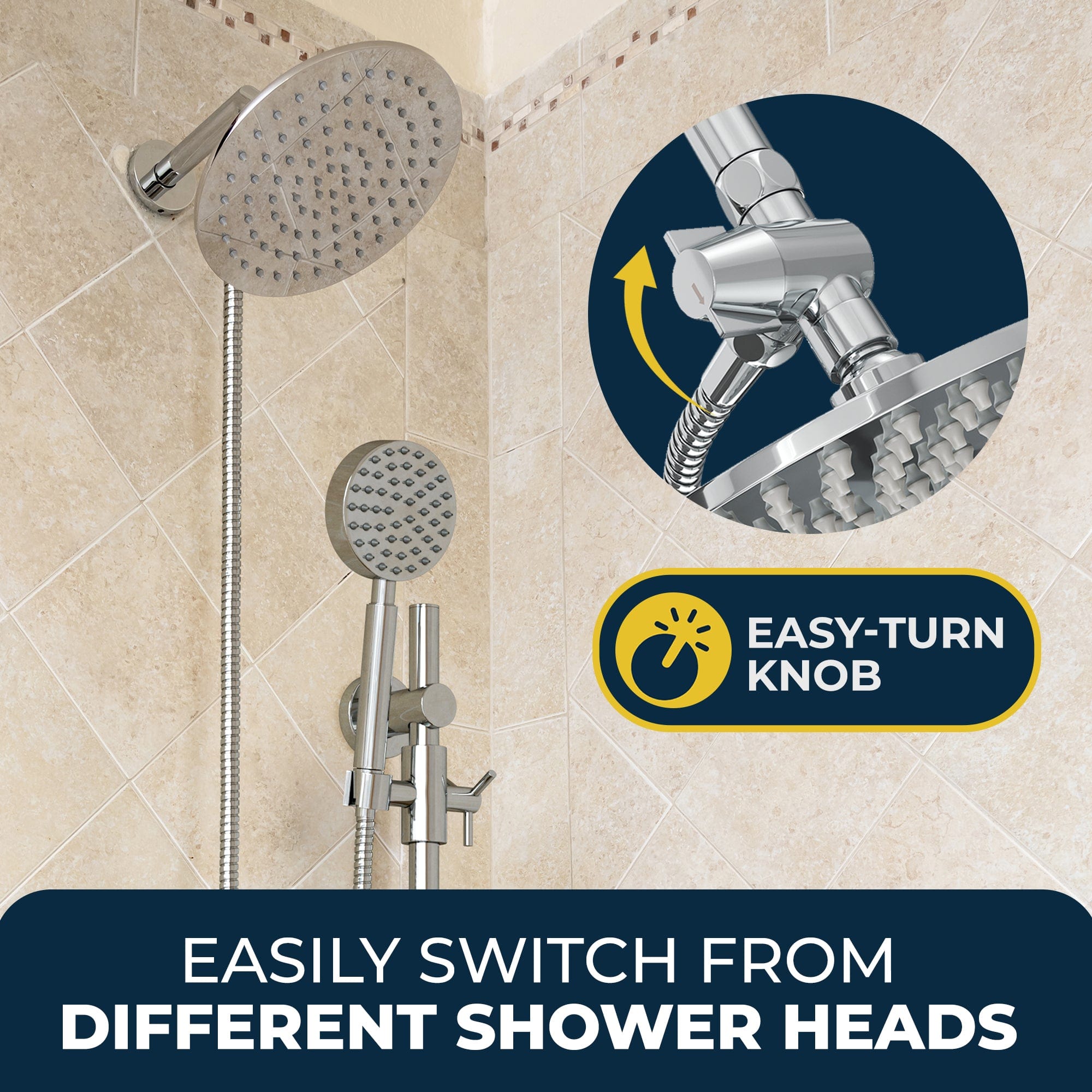 Premium All-Metal 3-Way Shower Arm Diverter Valve for Dual Shower Heads - Perfect for Bathroom Renovation & Spa-Like Shower Experience
