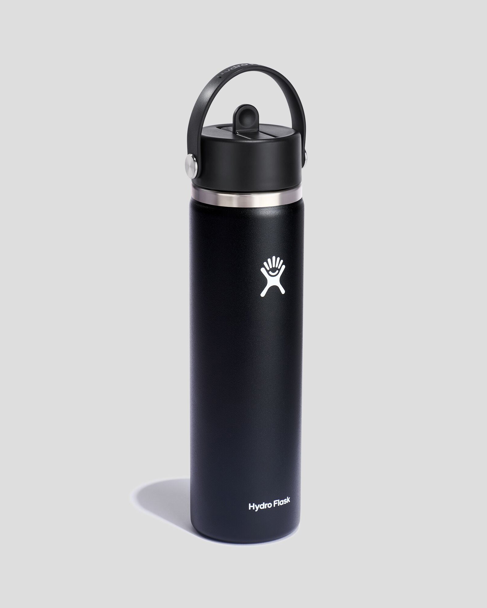 Hydro Flask Wide Mouth Water Bottle with Flex Straw - 24oz (710ml) - Insulated Stainless Steel Vacuum Flask for Hot & Cold Drinks - Perfect for Hiking, Gym, Office & Outdoor Activities - Black