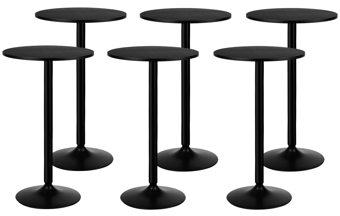 Round Bar Table - 24-Inch Top & 40-Inch Height, Modern High Pub Table with Sturdy Metal Base for Bistro, Cafe, Kitchen, Dining Room & Party - Perfect for Entertaining, Small Spaces & Home Bars (Black, BC-0605-US)