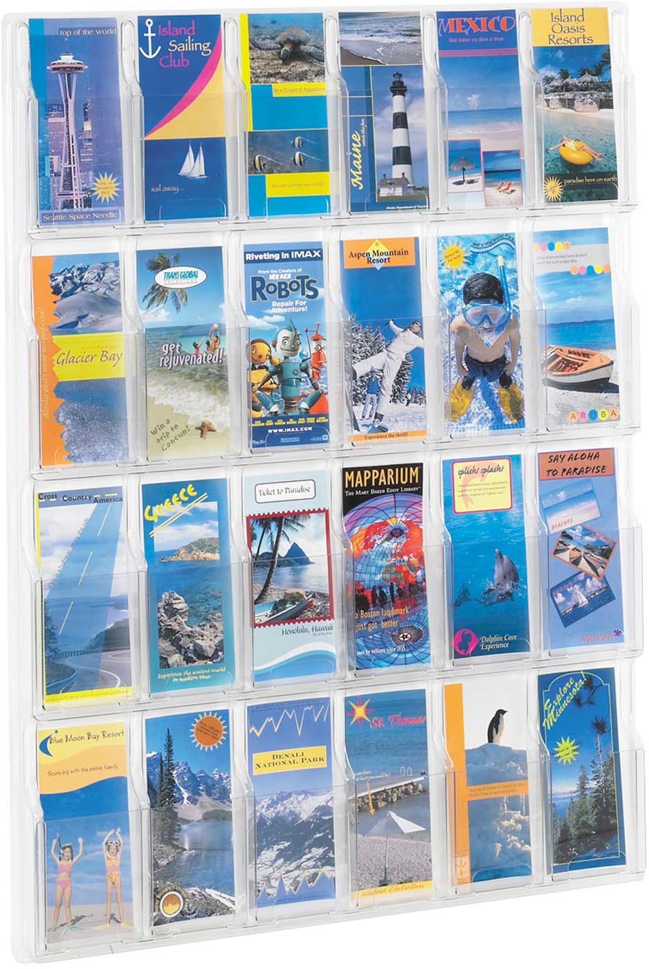 Reveal™ Literature Organizer Display - 24 Pamphlet Holder [5601CL] - Perfect for Churches, Schools & Office Organization
