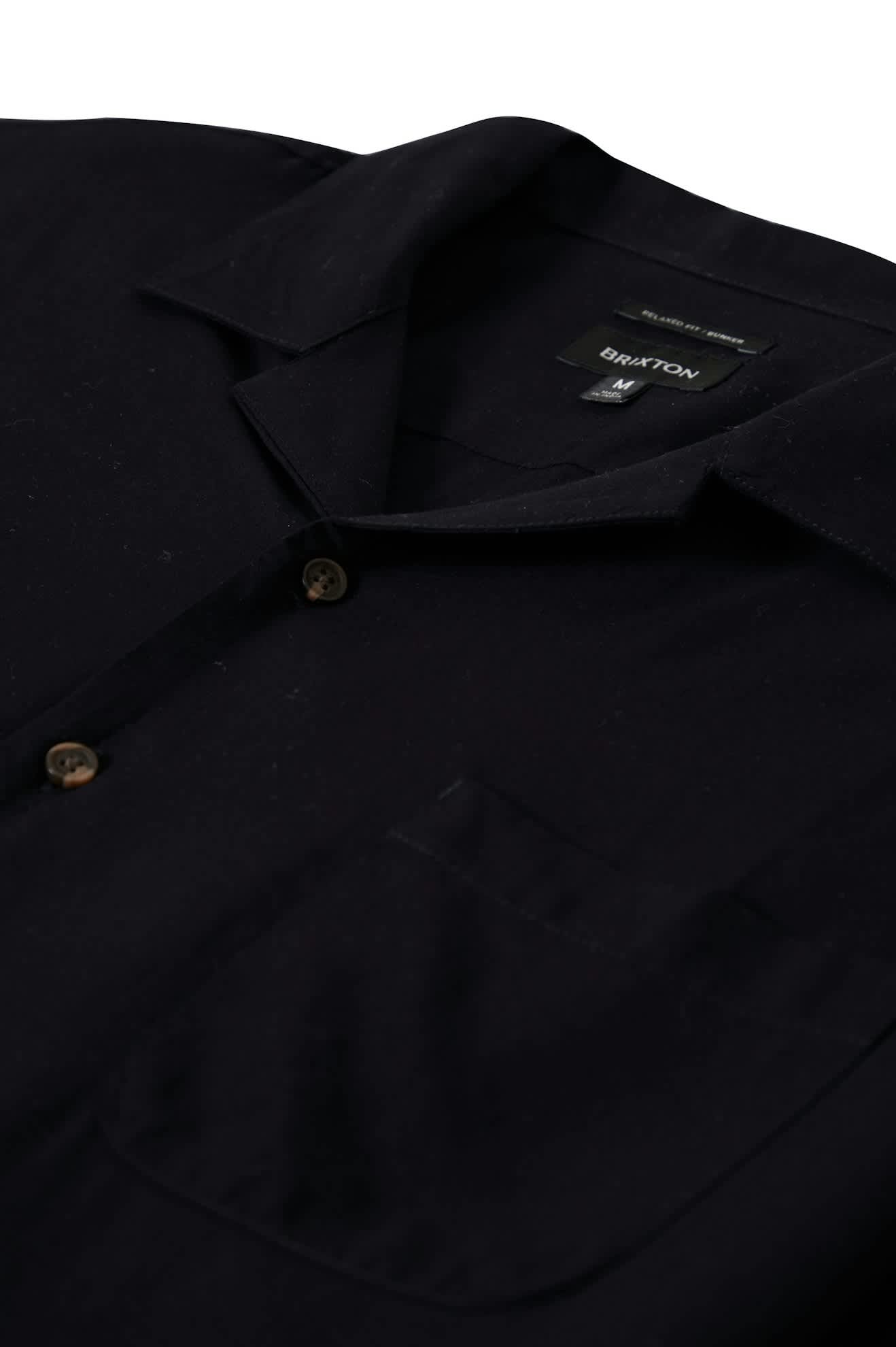 Bunker Short Sleeve Camp Collar Shirt for Men - Casual Summer Button Down Shirt in Black | Perfect for Beach, Vacation & Outdoor Activities