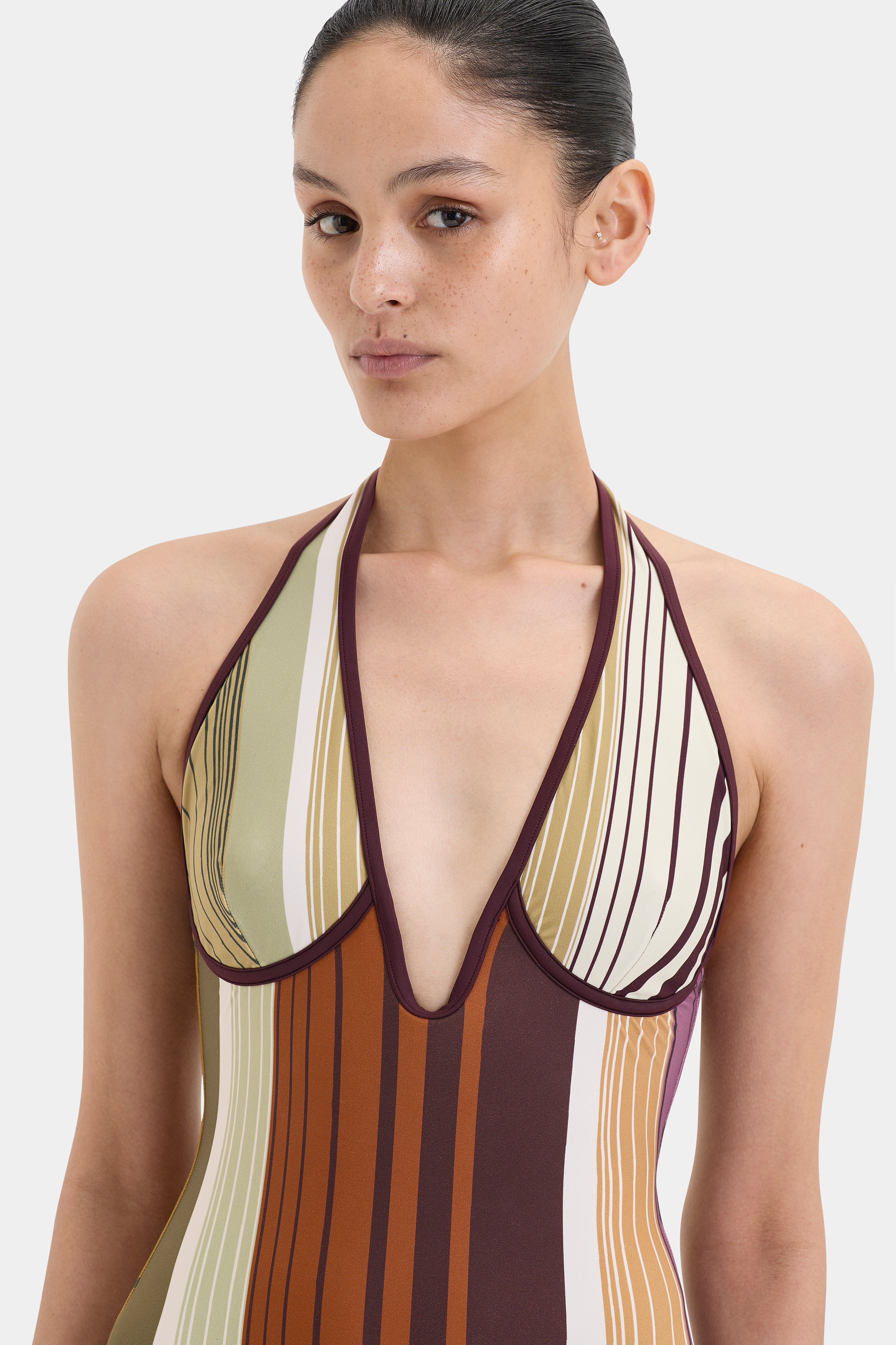 Fontana Halter One Piece Swimsuit - Women's Sexy High Cut Monokini Bathing Suit for Beach, Pool, and Summer Vacations