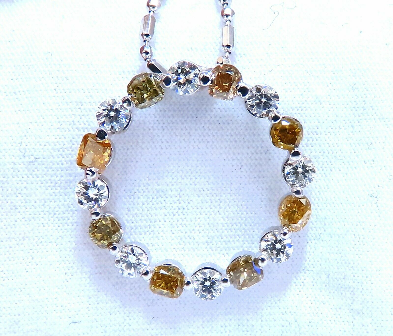3.32ct Natural Fancy Yellow Brown Diamond Circle Eternity Necklace in 14K Gold - Perfect for Anniversary Gifts, Valentine's Day & Special Occasions