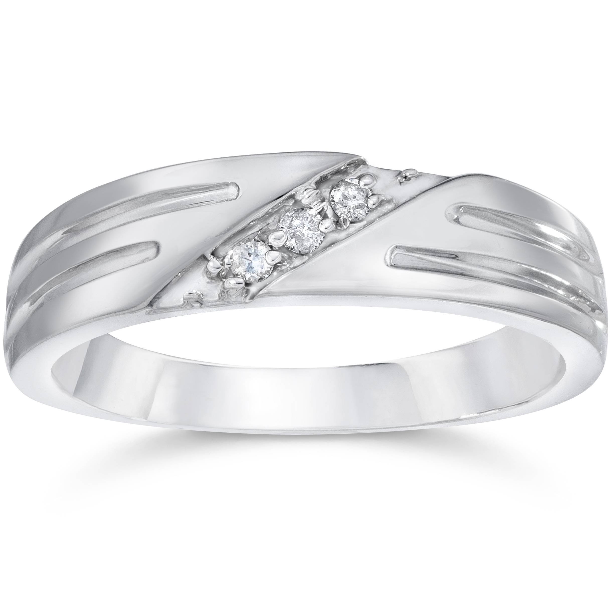 14K White Gold Men's Wedding Band with Real Diamonds - Elegant & Durable Ring for Engagement, Anniversary & Special Occasions