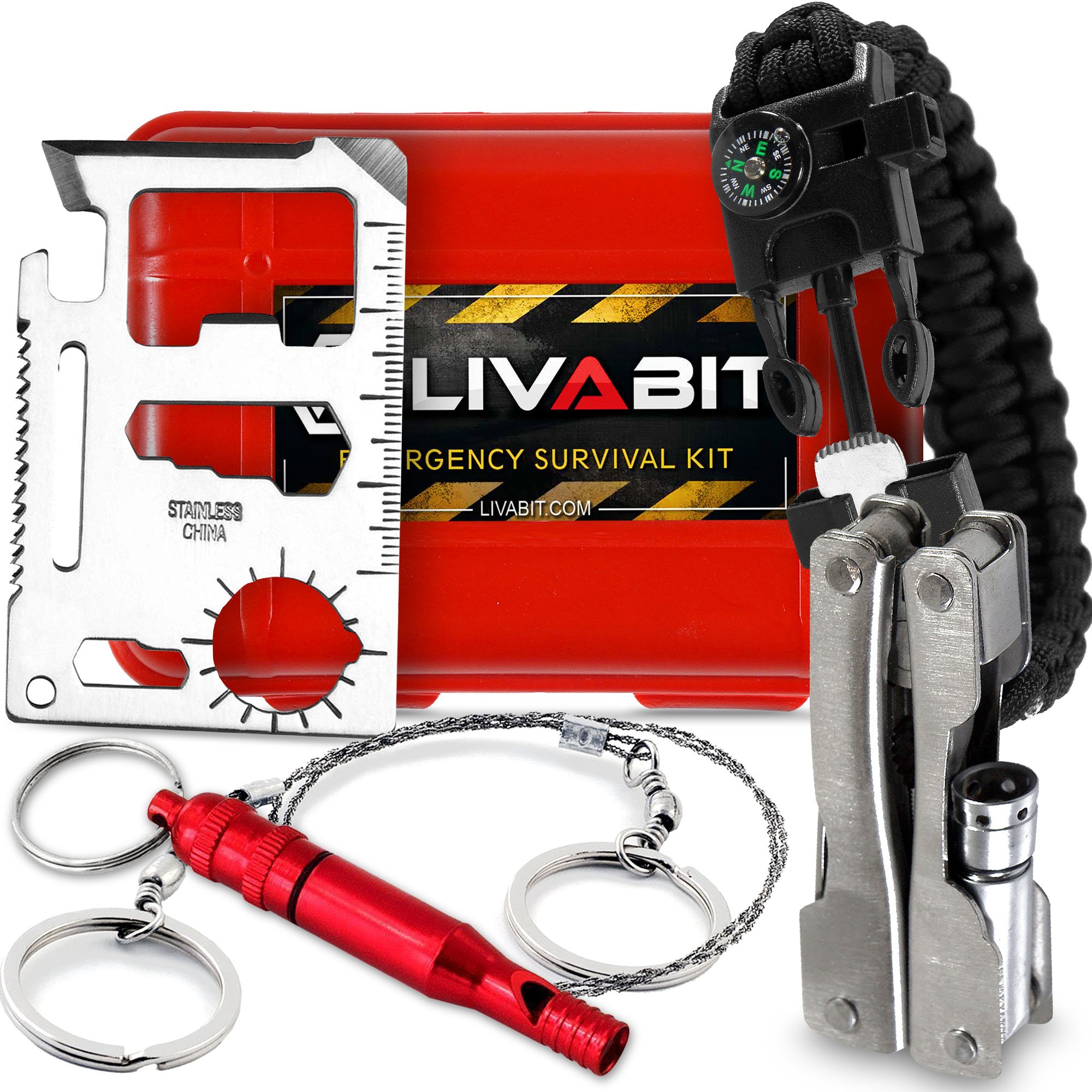 Survival Kit Emergency SOS Multi Tool Pack with Paracord Bracelet - Essential Outdoor Gear for Camping, Hiking & Adventure Preparedness