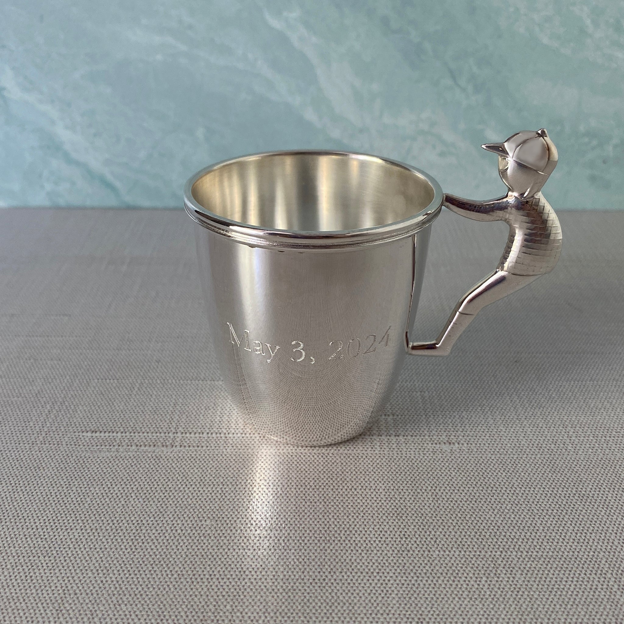 Sterling Silver Baby Cup with Little Boy Handle - Perfect for Christening Gifts, Baby Showers & First Birthday Presents