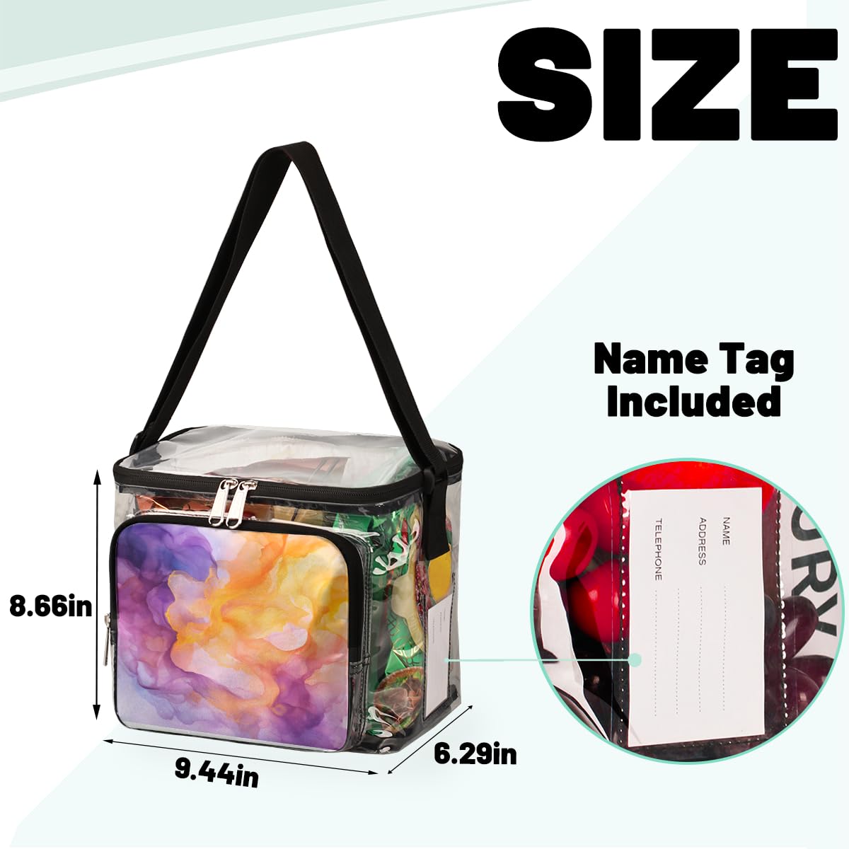 GzLeyigou Clear Transparent Tote Bag with Handles - Abstract Smoke Waves Design, Crossbody Shoulder Bag for Lunch, Outdoor, Travel, Picnic, Concerts & Sports Events | Stadium Approved Multi-Purpose Carryall for Beach Day, Music Festival, Shopping & Daily Commute