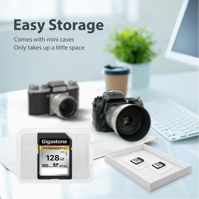 Gigastone 128GB or 256GB SDXC V30 UHS-I Memory Card - High Speed for DSLR Cameras, Drones, and 4K Video Recording