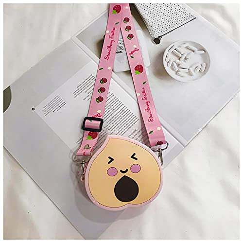 3D Cartoon Avocado Silicone Coin Wallet - Cute Keychain Purse for Makeup, Hair Accessories & Headset Storage - Fun Gift for Kids with Lanyard (Peach) - Perfect for School, Travel & Daily Use