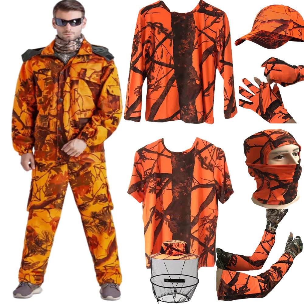 LLAIKEPH Hunting Suit Camouflage Apparel Set - Camo Jacket, Pants & Hood for Men & Women (9-Piece) - Perfect for Hunting, Outdoor Adventures & Tactical Training