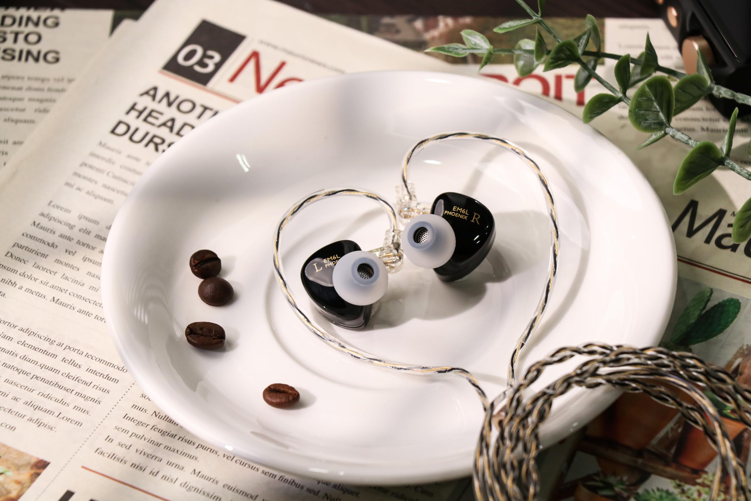 SIMGOT EM6L Hybrid Driver In-Ear Monitors (1DD + 4BA) with Kiwi Ears Flex Earbud Tips (3 Pairs, S/M/L Sizes) - HiFi Audiophile Earphones for Music, Gaming & Studio Monitoring